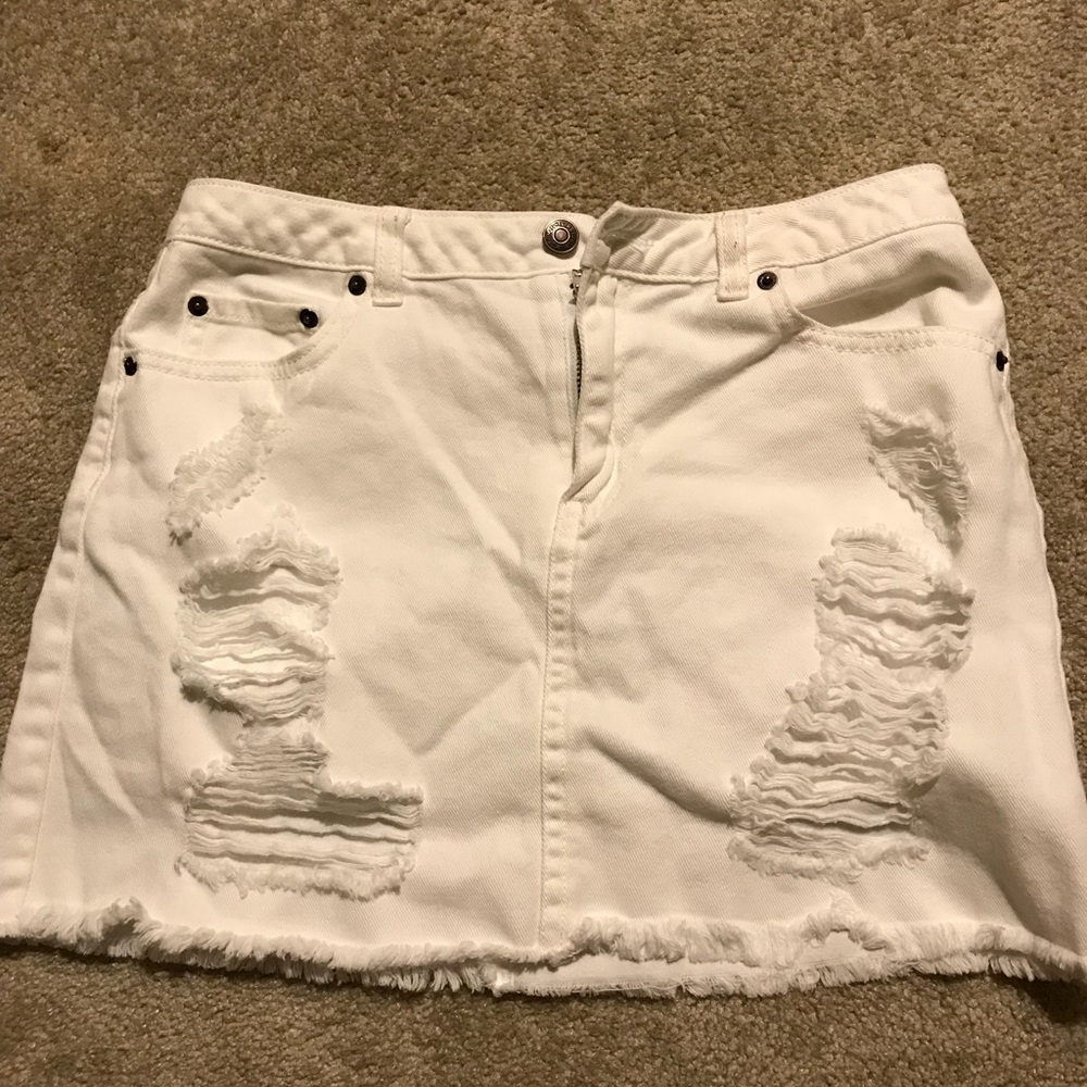 White jean skirt